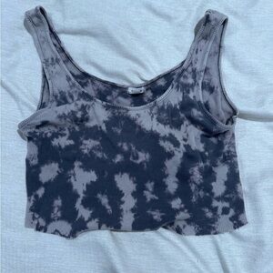 Garage Black and Gray Tie-Dye Crop Top